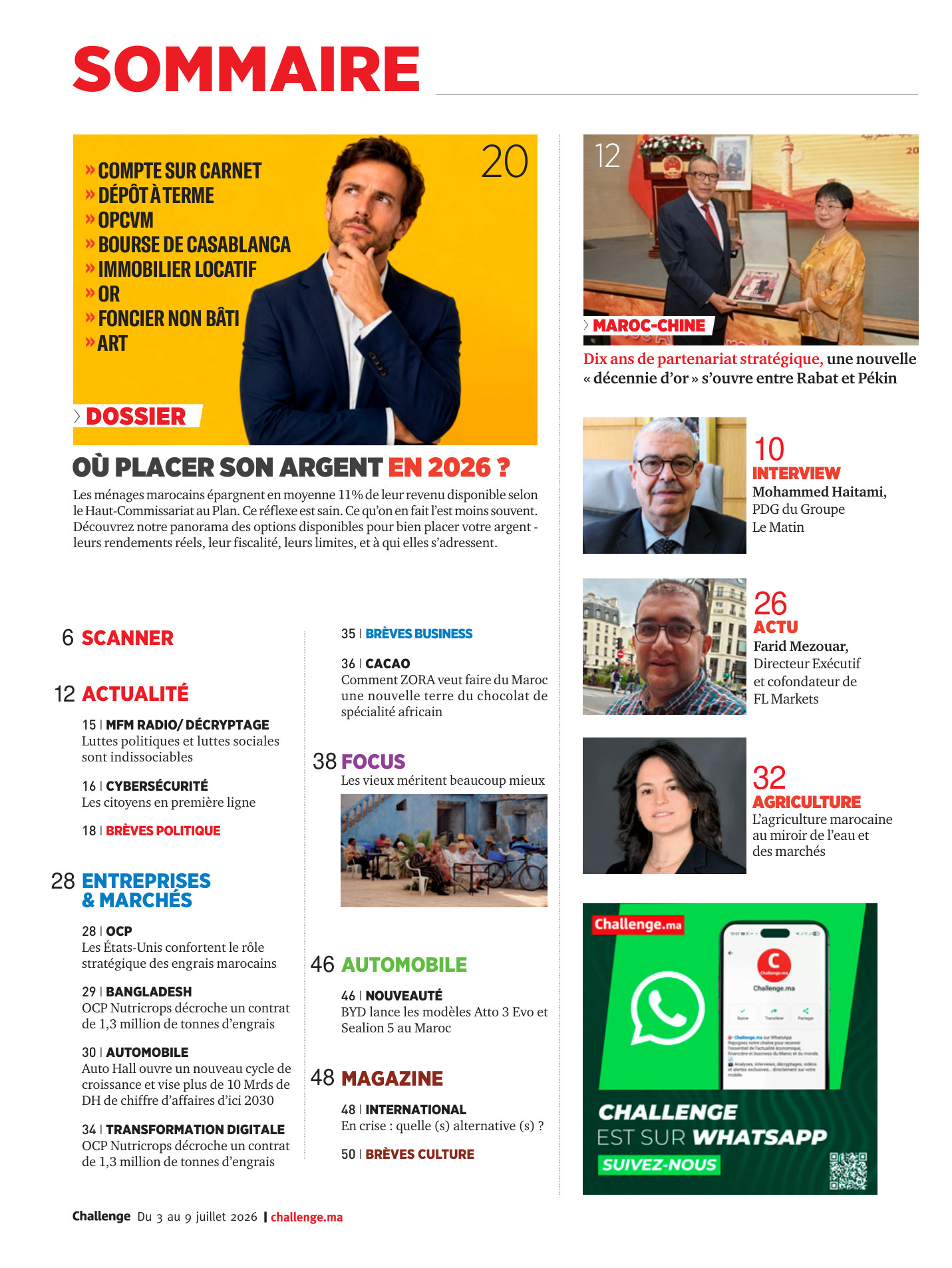 Sommaire — Challenge N° 1020 (du 3 au 9 juillet 2026)