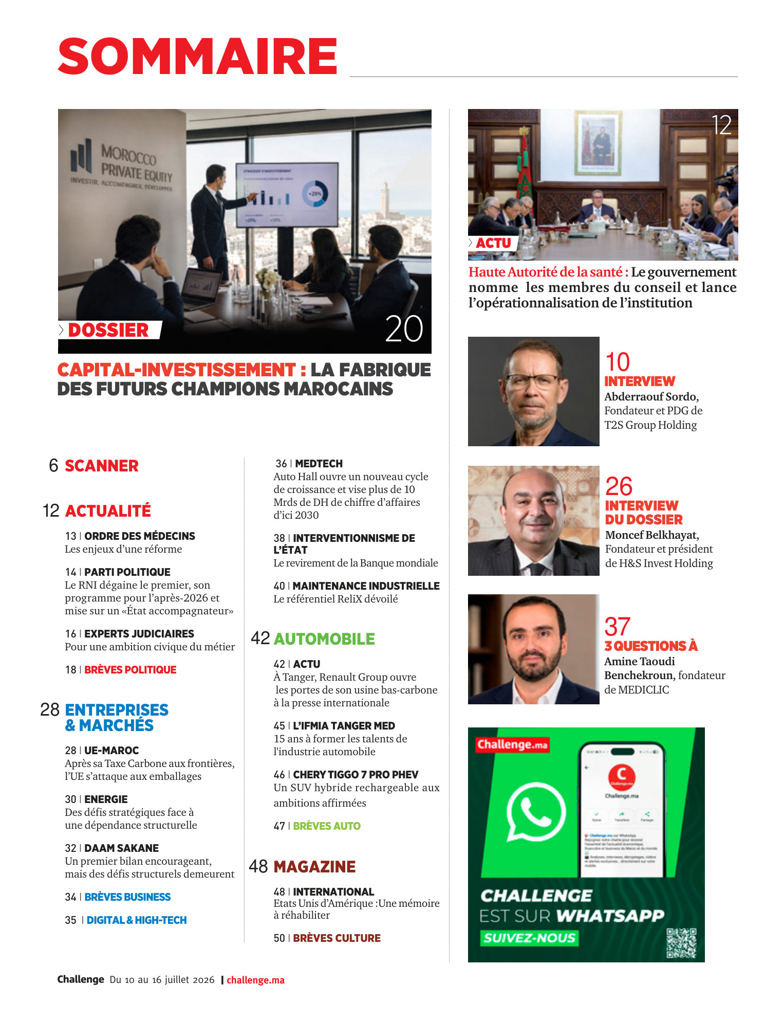Sommaire — Challenge N° 1021 (du 10 au 16 juillet 2026)
