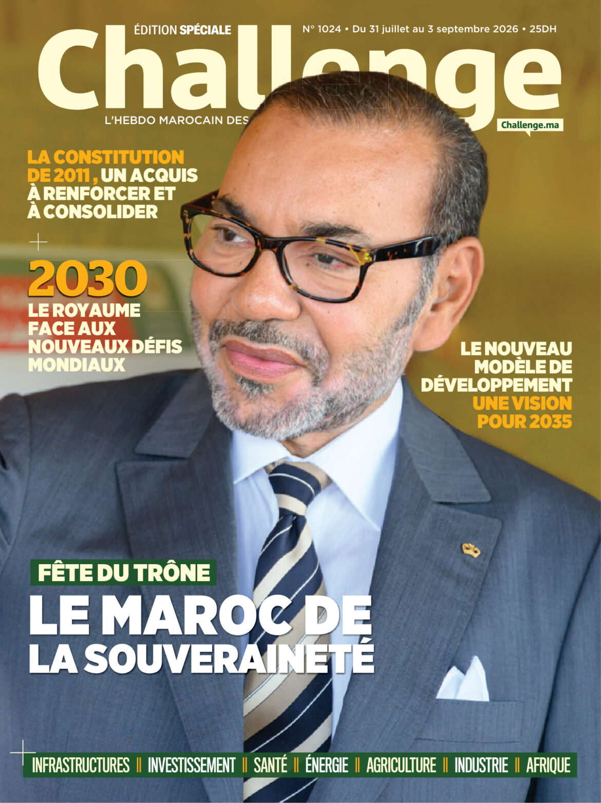 Couverture — Challenge N° 1024, édition spéciale Fête du Trône (du 31 juillet au 3 septembre 2026)